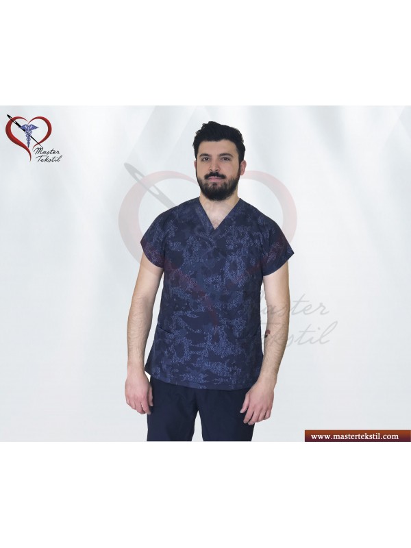 Yazı Desenli Lacivert Forma&hellip;