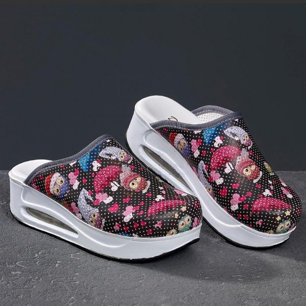 Bereli Baykuş Desenli Siyah Airmax Sabo Terlik