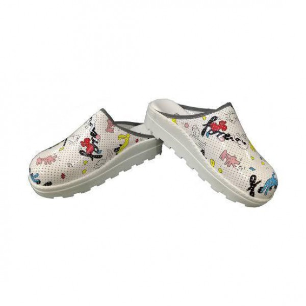 Figürlü Beyaz Ultra Hafif Comfort Taban Sabo Terlik