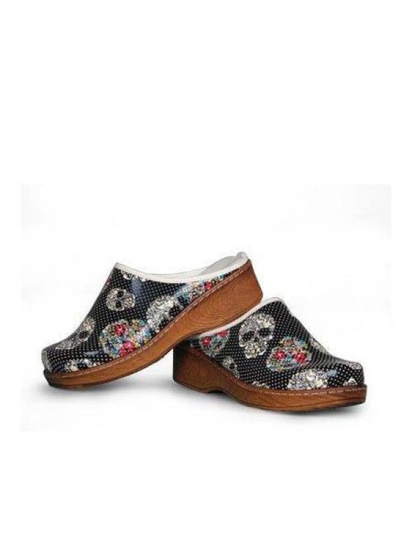 Kuru Kafa Desenli Siyah Tahta Görünümlü Sabo Terlik&hellip;