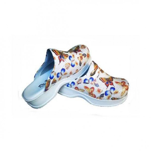 Kelebek Desenli Beyaz Sabo Terlik