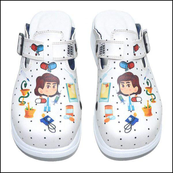 Eczacı Temalı Beyaz Comfort Taban Sabo Terlik