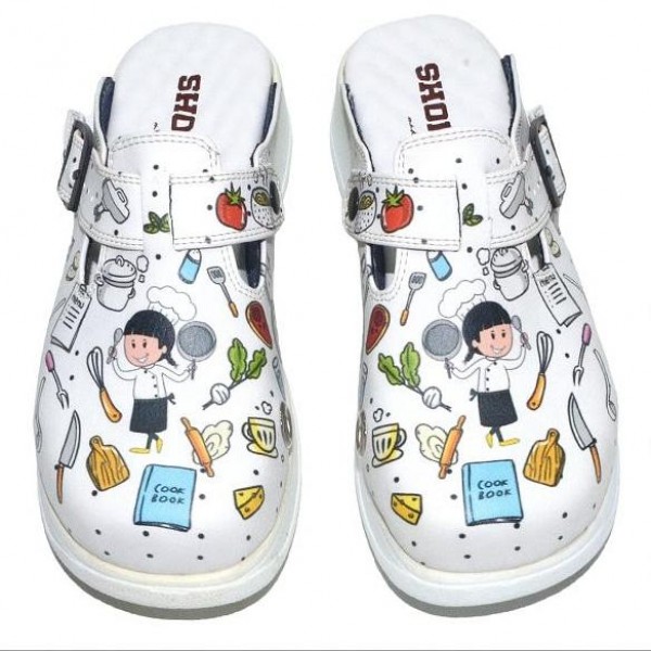 Aşçı Temalı Beyaz Comfort Taban Sabo Terlik