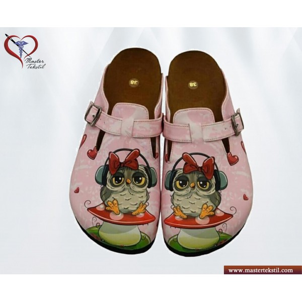 Kırmızı Kurdelalı Baykuş Temalı Sabo Terlik