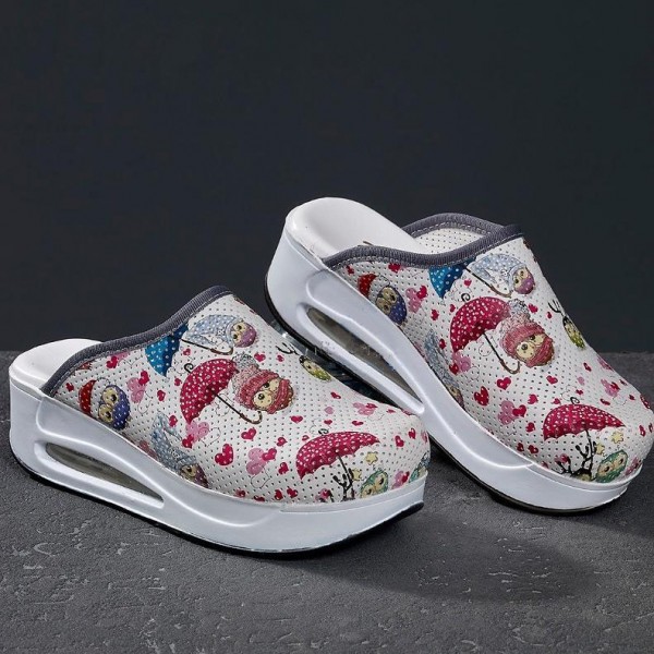 Bereli Baykuş Desenli Beyaz Airmax Sabo Terlik