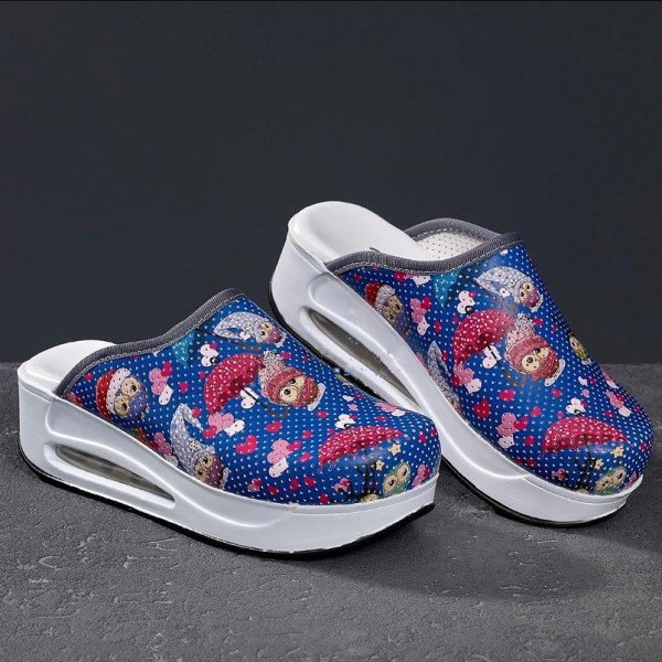 Bereli Baykuş Desenli Mavi Airmax Sabo Terlik