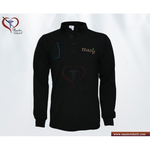 Uzun Kollu Siyah Polo Yaka Sweat…