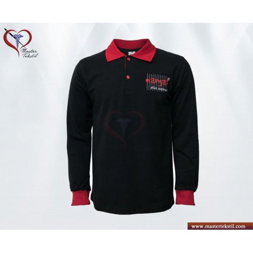 Uzun Kollu Siyah Polo Yaka Sweat…