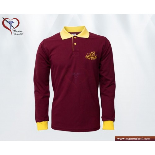Uzun kollu Bordo Polo Yaka Sweat…